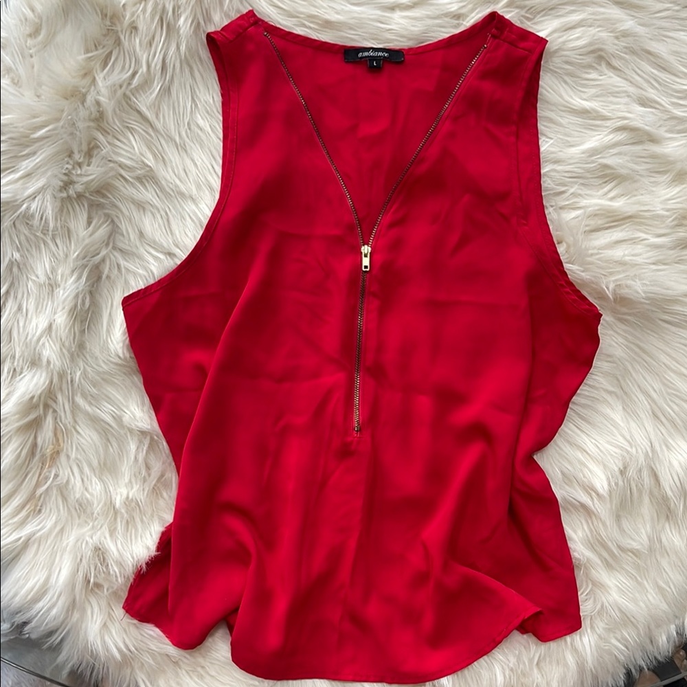 Express Vibrant Red Zip-Front Tank Top